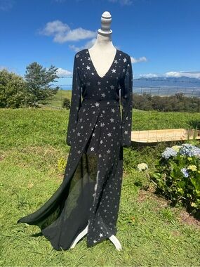 Stunning Celestial Stars Whimsical whimsiGoth romper black silver Small